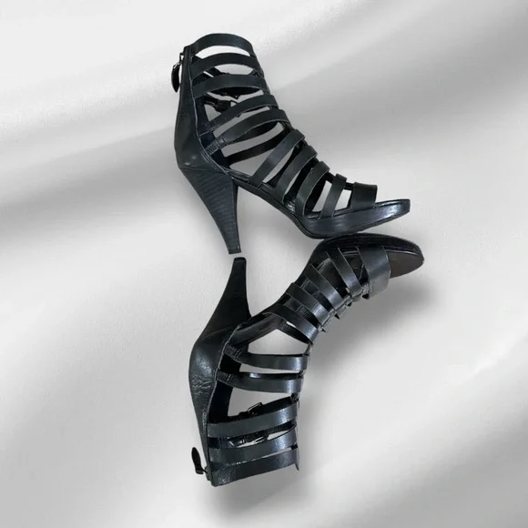 Via Spiga high heel sz 7 leather Roman strappy buckles platform dress shoes - Picture 8 of 12